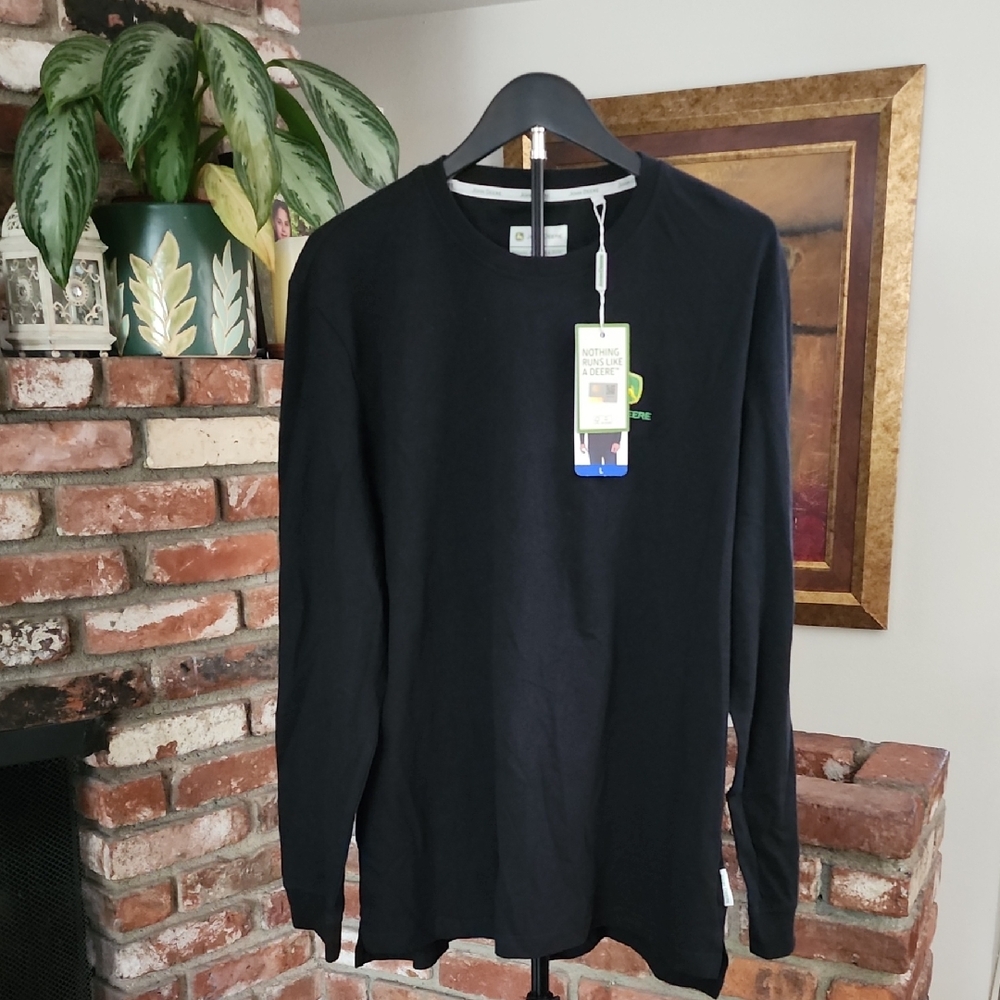 John Deere Black Long Sleeve Logo Tee Shirt NWT